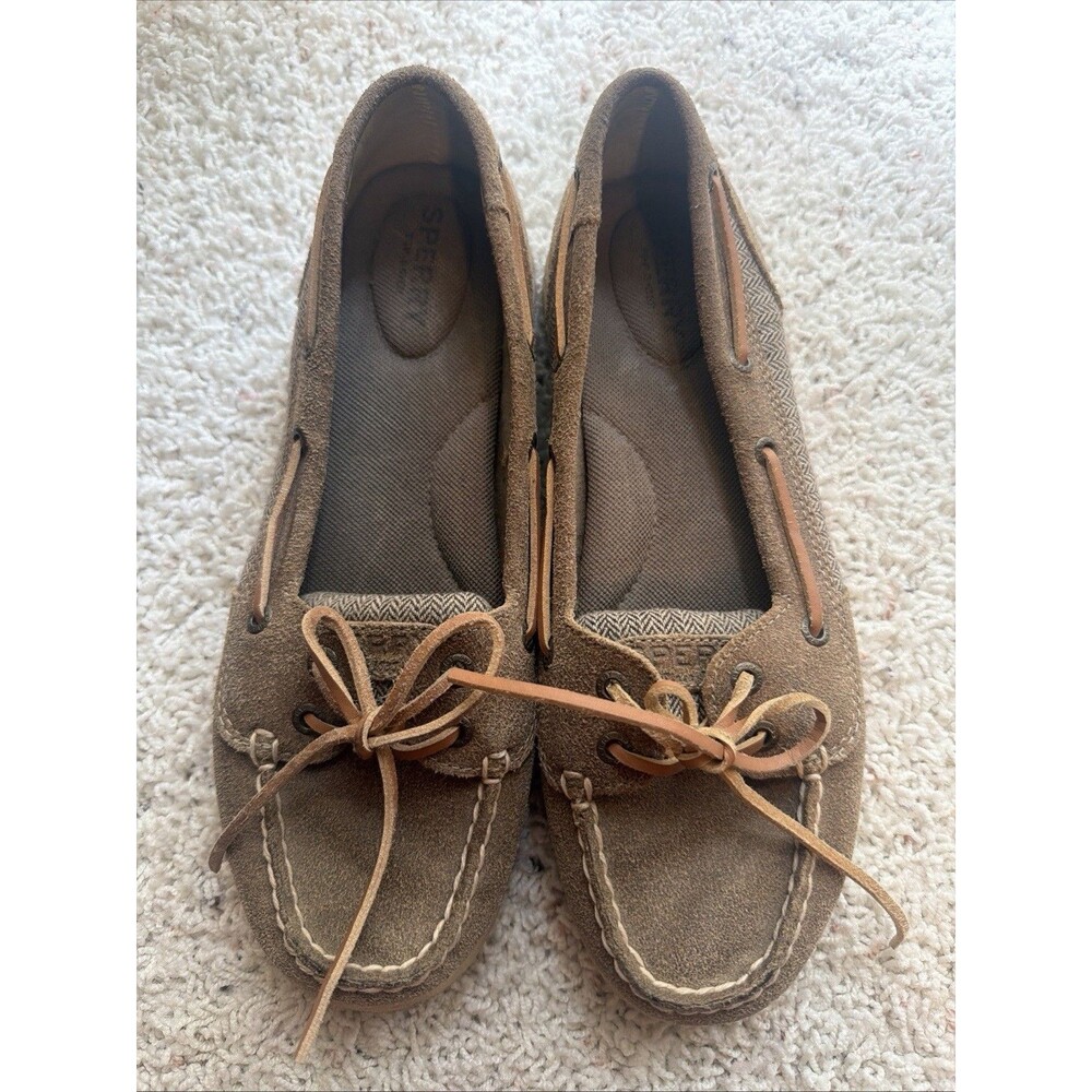Sperry Womens Top Sider 61510 Brown Leather Flats Boat Shoes Lace up Size 8M